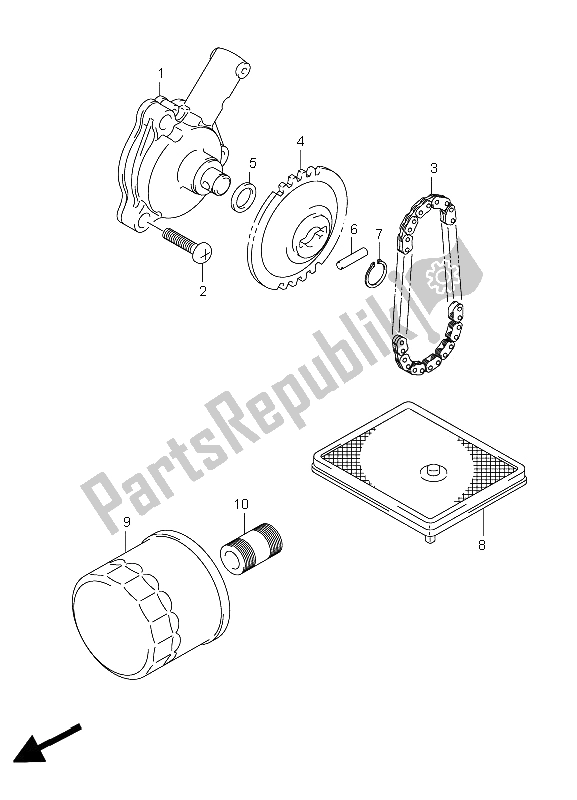 All parts for the Oil Pump of the Suzuki LT A 750X Kingquad AXI 4X4 Limited 2008