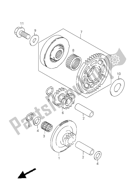 All parts for the Starter Clutch of the Suzuki GSX R 1000 2005