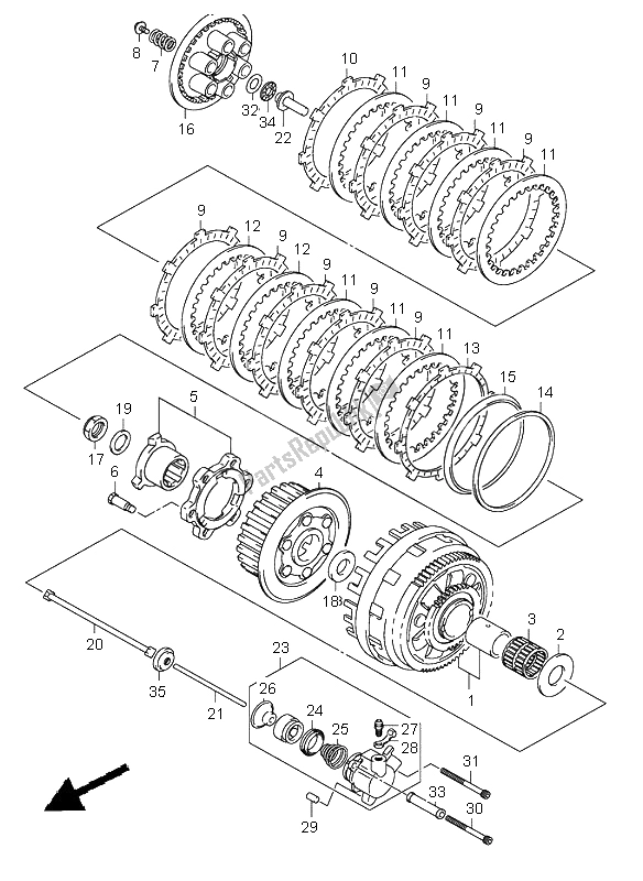 Todas as partes de Embreagem do Suzuki SV 1000 NS 2004