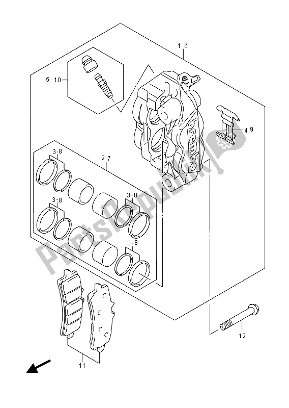 Toutes les pièces pour le étrier Avant du Suzuki GSX R 1000A 2015