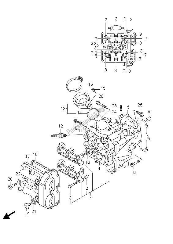 Tutte le parti per il Testata (anteriore) del Suzuki SFV 650A Gladius 2012