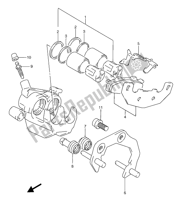 Todas as partes de Pinça Traseira do Suzuki RGV 250 1994