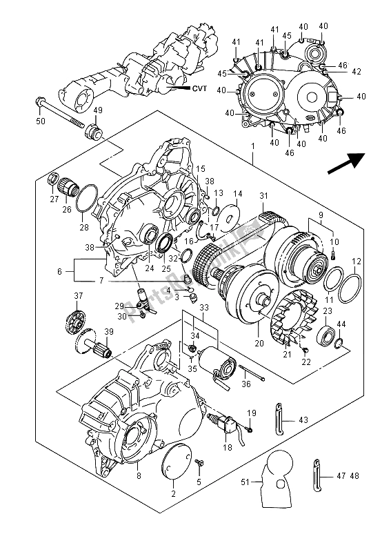 All parts for the Cvt of the Suzuki AN 650Z Burgman Executive 2015