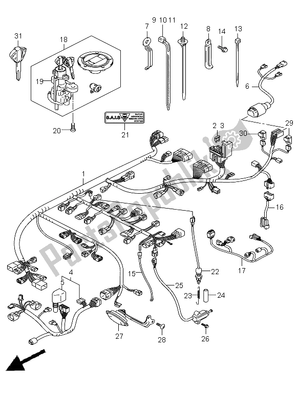 All parts for the Wiring Harness of the Suzuki GSX R 1000 2009