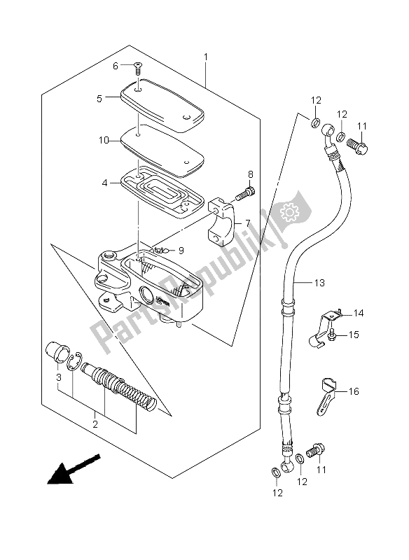 All parts for the Front Master Cylinder of the Suzuki VZ 800Z Intruder 2008