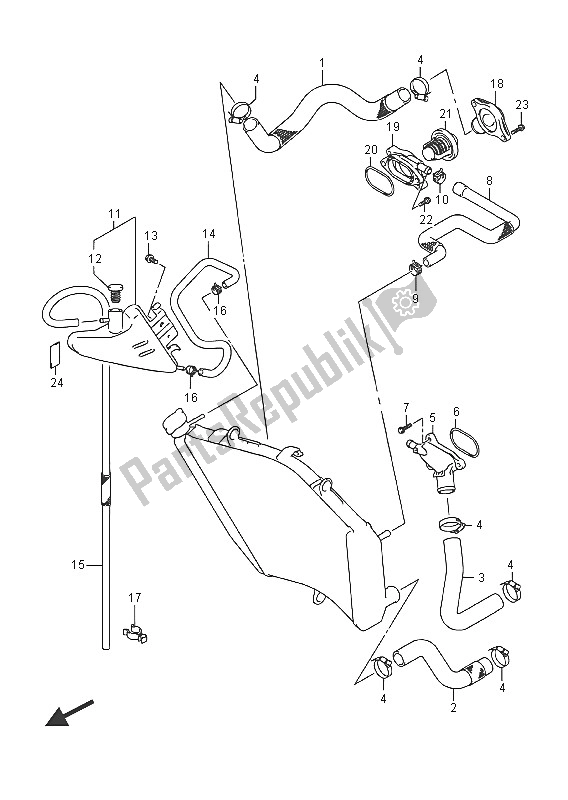 All parts for the Radiator Hose of the Suzuki GSX R 750 2016