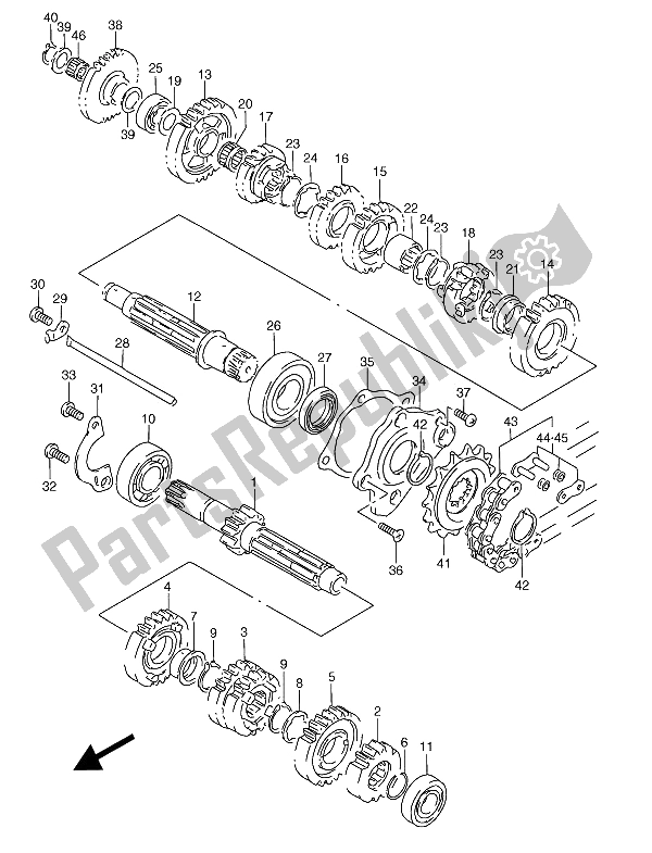 All parts for the Transmission of the Suzuki RGV 250 1993