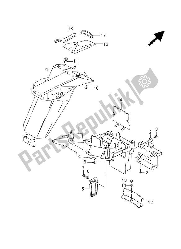 All parts for the Rear Fender (without Abs) of the Suzuki SV 650 Nsnasa 2009