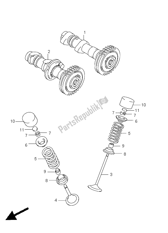 All parts for the Cam Shaft & Valve of the Suzuki LT A 750 XPZ Kingquad AXI 4X4 2011