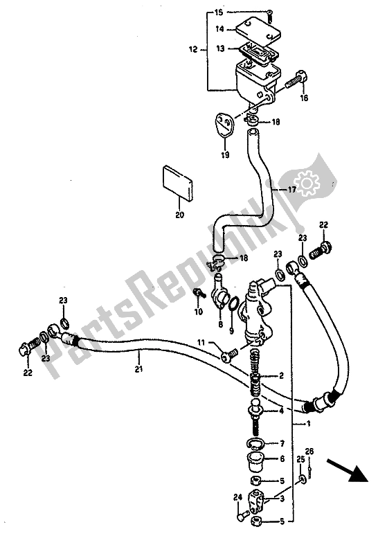 Toutes les pièces pour le Maître-cylindre Arrière du Suzuki GSX R 1100 1990