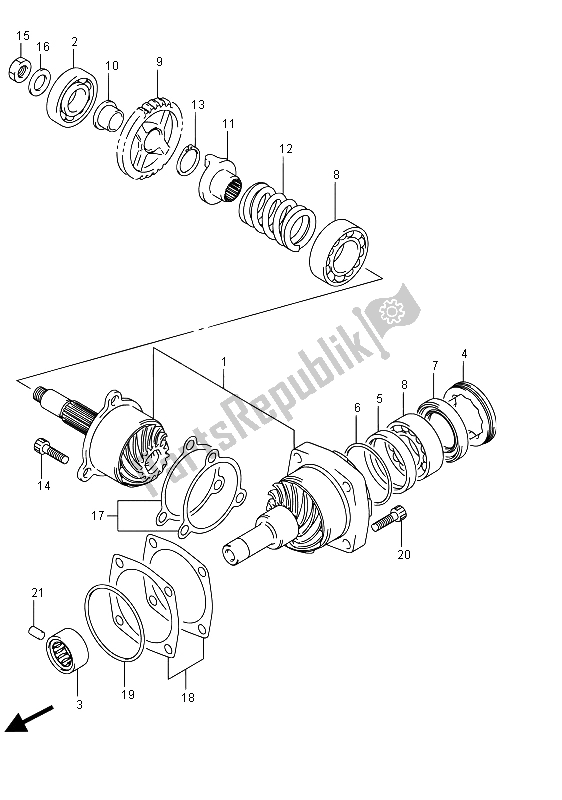 All parts for the Secondary Drive Gear of the Suzuki VZ 800 Intruder 2015