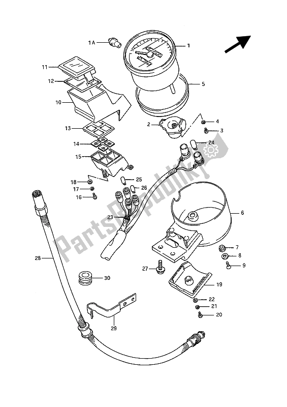 All parts for the Speedometer of the Suzuki VS 1400 Glpf Intruder 1987