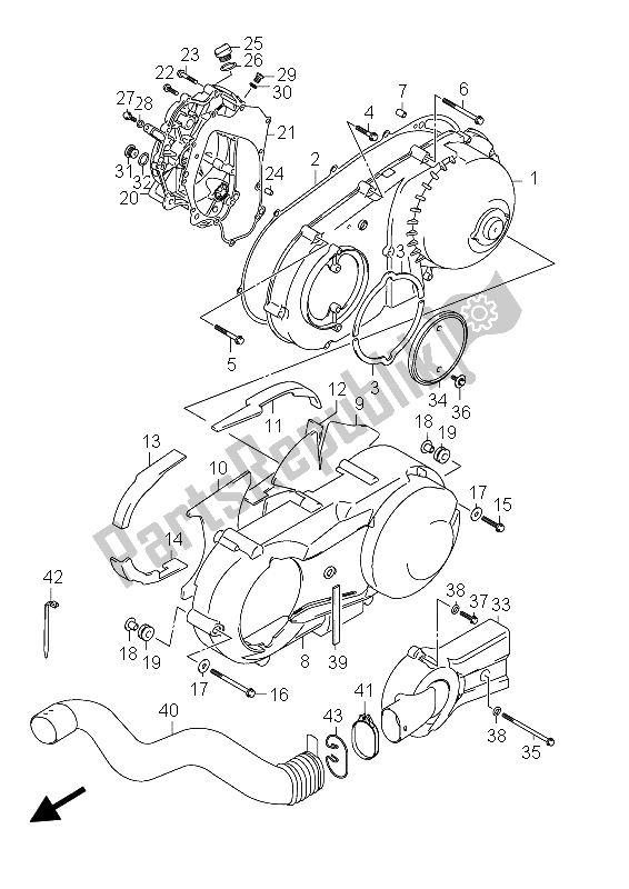 Tutte le parti per il Coperchio Del Carter del Suzuki Burgman AN 400 AZA 2012