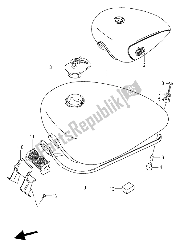 Tutte le parti per il Serbatoio Di Carburante del Suzuki VS 800 Intruder 1996