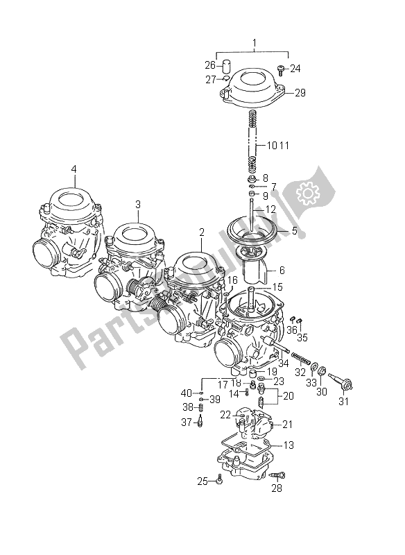 Todas las partes para Carburador de Suzuki GSX R 750W 1995