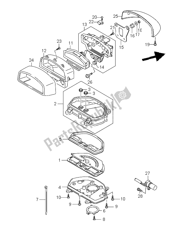 All parts for the Speedometer (vzr1800z-zu2) of the Suzuki VZR 1800 Rnzr2 M Intruder 2008