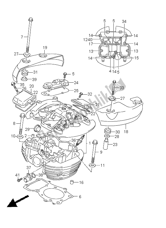 All parts for the Rear Cylinder Head of the Suzuki VZ 800Z Intruder 2009