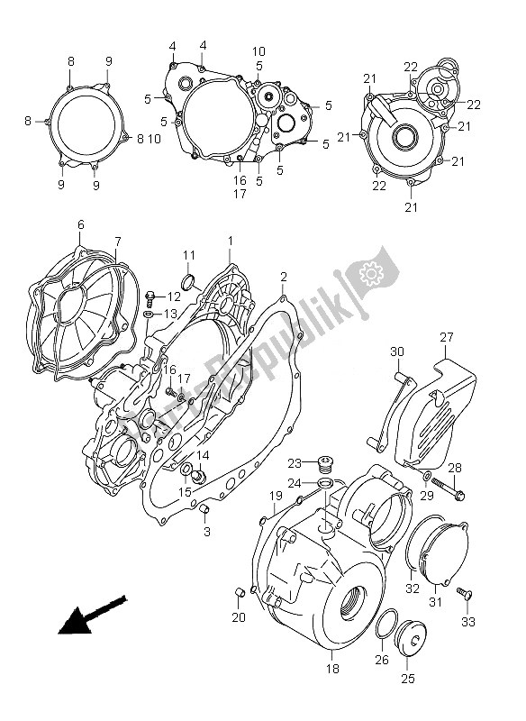 Tutte le parti per il Coperchio Del Carter del Suzuki DR Z 400E 2007