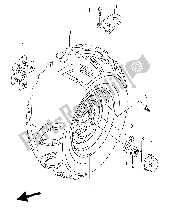 Tutte le parti per il Ruota Posteriore Sinistra del Suzuki LT A 700X Kingquad 4X4 2005