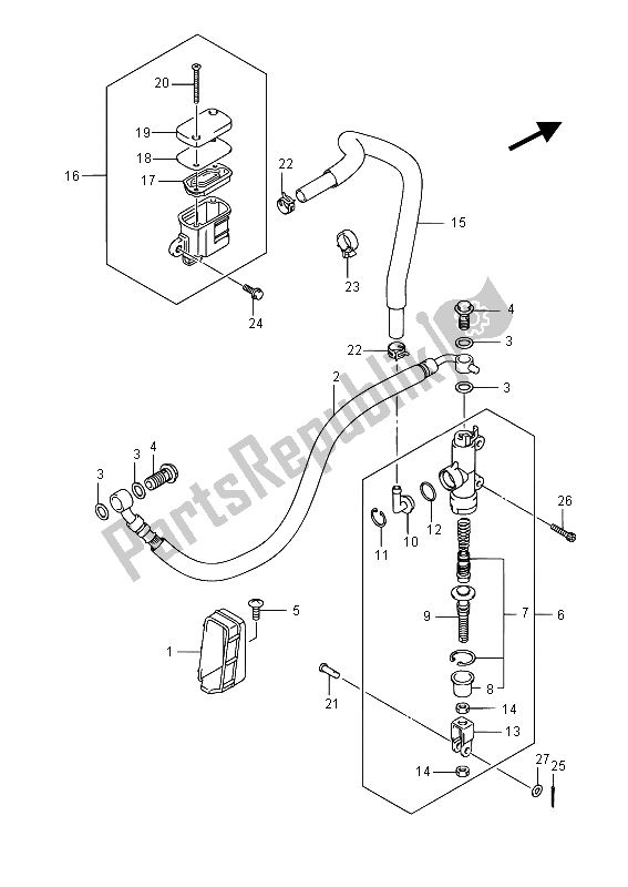 All parts for the Rear Master Cylinder (sfv650u) of the Suzuki SFV 650A Gladius 2015