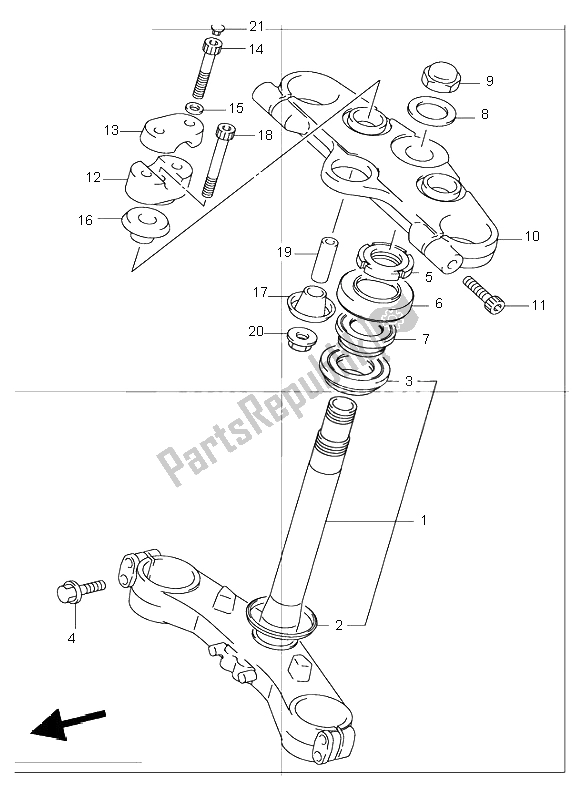 All parts for the Steering Stem (gsf1200s) of the Suzuki GSF 1200 NS Bandit 2003