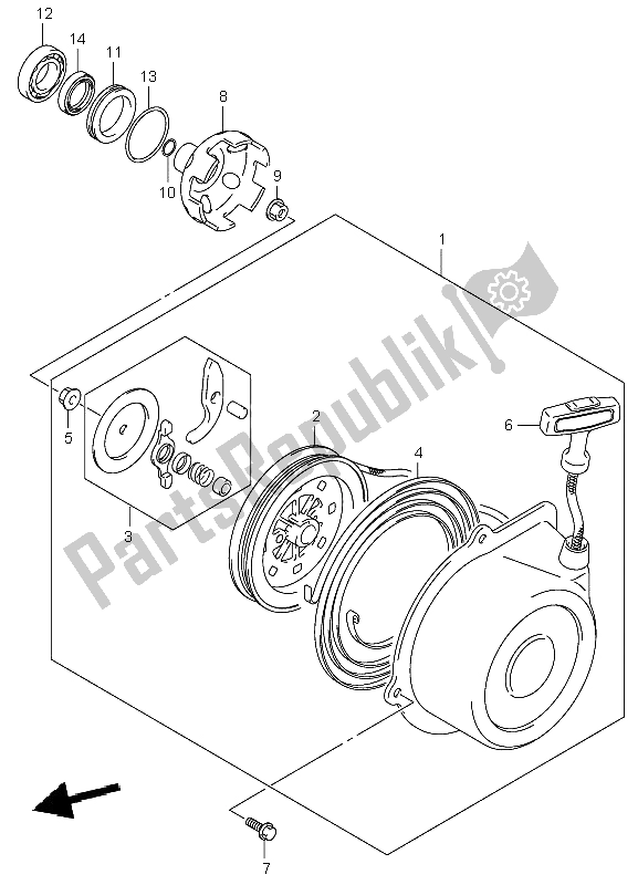 Todas as partes de Arranque De Recuo do Suzuki LT A 500F Vinson 4X4 2003