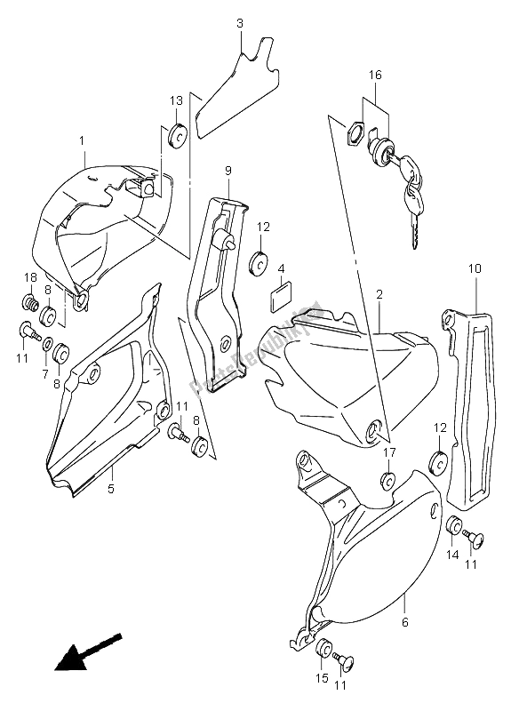 All parts for the Frame Cover of the Suzuki VL 800Z Volusia 2003