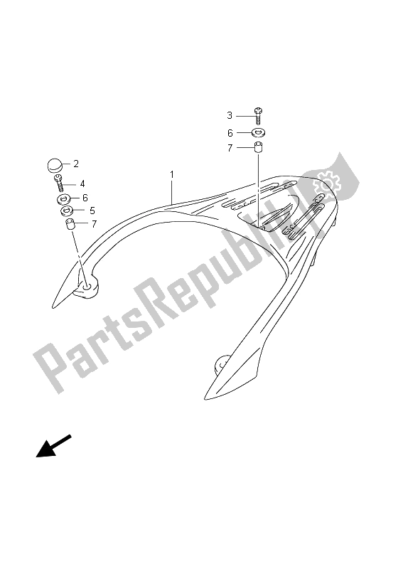 All parts for the Rear Carrier of the Suzuki UX 150 Sixteen 2008