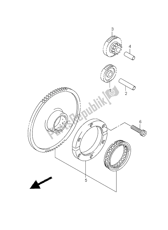 All parts for the Starter Clutch of the Suzuki VZ 800 Marauder 2005