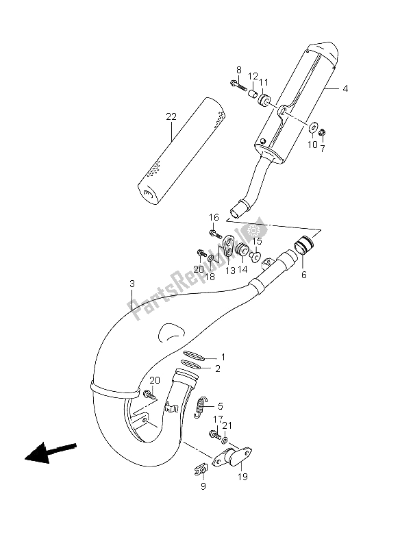 All parts for the Muffler of the Suzuki RM 125 2008