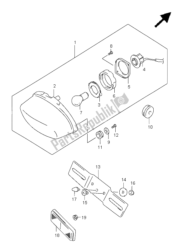 Toutes les pièces pour le Feu Arrière Combiné du Suzuki GZ 125 Marauder 2003