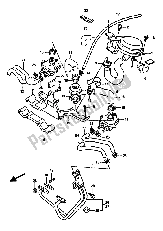 All parts for the Second Air (e18) of the Suzuki GSX R 750 1990