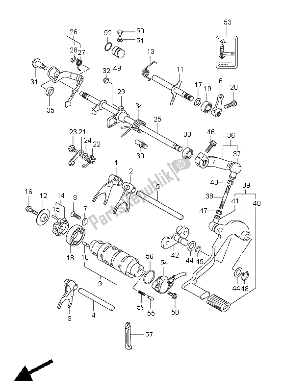 All parts for the Gear Shifting of the Suzuki LT Z 250 Quadsport 2009