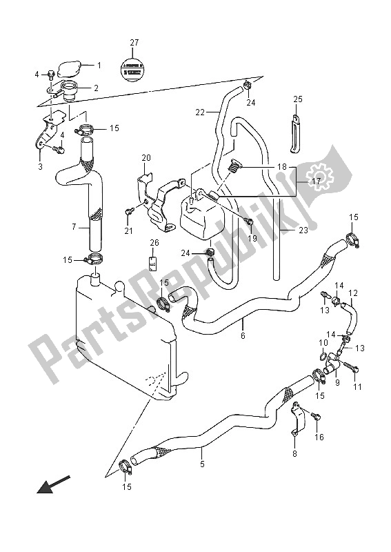 All parts for the Radiator Hose (an400za) of the Suzuki Burgman AN 400 ZZA 2016