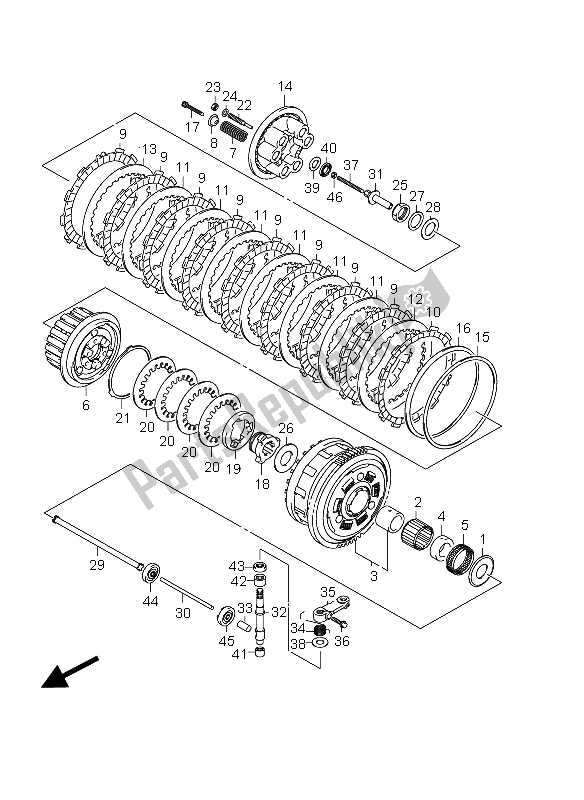 All parts for the Clutch of the Suzuki GSX R 1000 2012