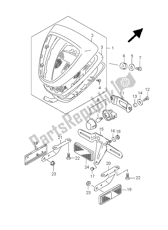 All parts for the Rear Combination Lamp of the Suzuki VLR 1800R C 1800 Intruder 2008