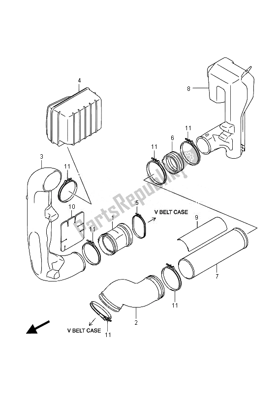 All parts for the Belt Cooling Duct of the Suzuki LT A 750 XZ Kingquad AXI 4X4 2014