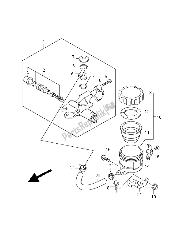 All parts for the Front Master Cylinder (sv650sa-sua) of the Suzuki SV 650 Nsnasa 2007