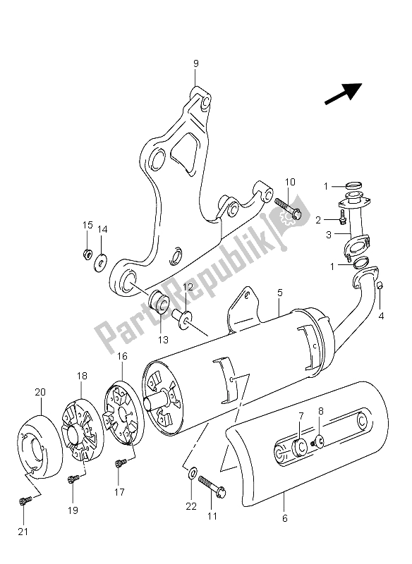 All parts for the Muffler of the Suzuki AN 250 Burgman 2006