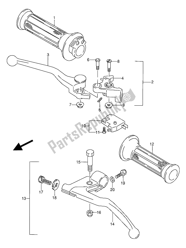 Tutte le parti per il Leva Della Maniglia del Suzuki GSX 600 FUU2 1993