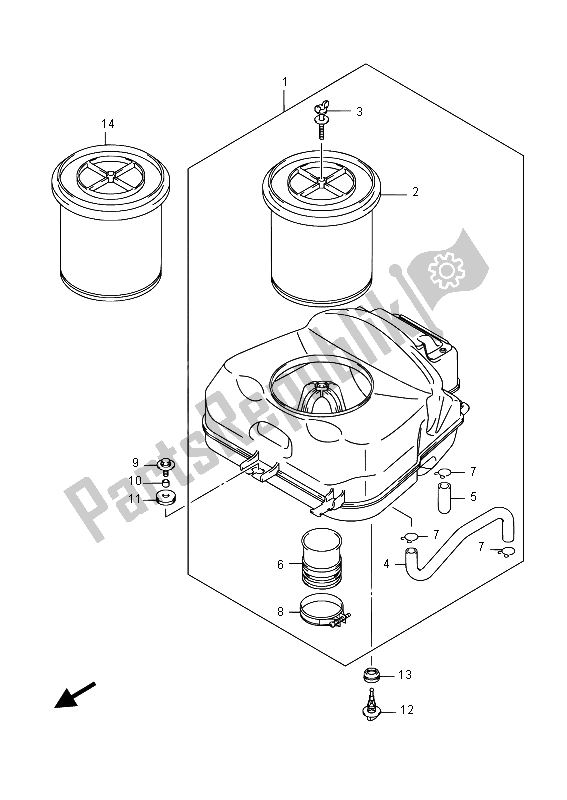 All parts for the Air Cleaner of the Suzuki LT A 750 Xpvzv Kingquad AXI 4X4 2015