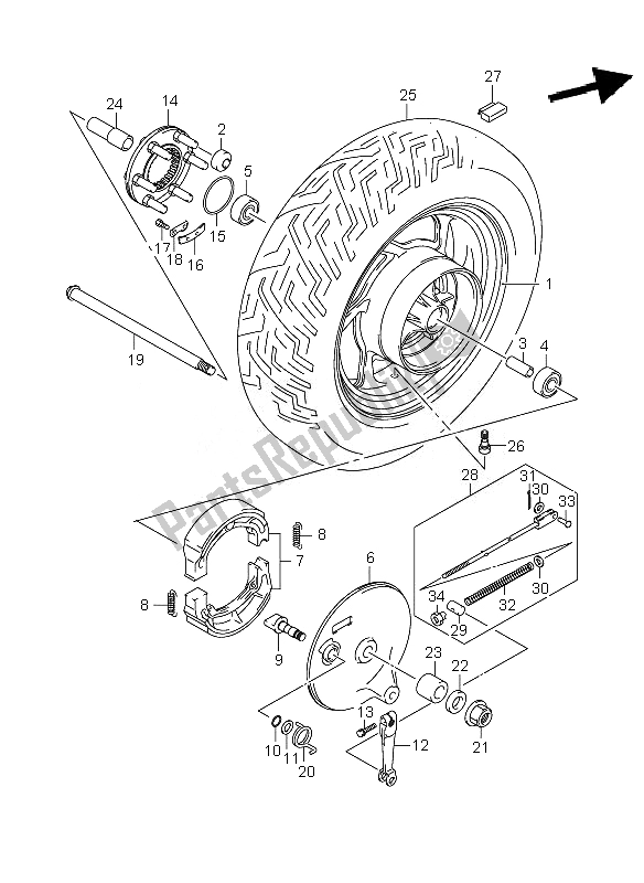 All parts for the Rear Wheel of the Suzuki VZ 800Z Intruder 2007