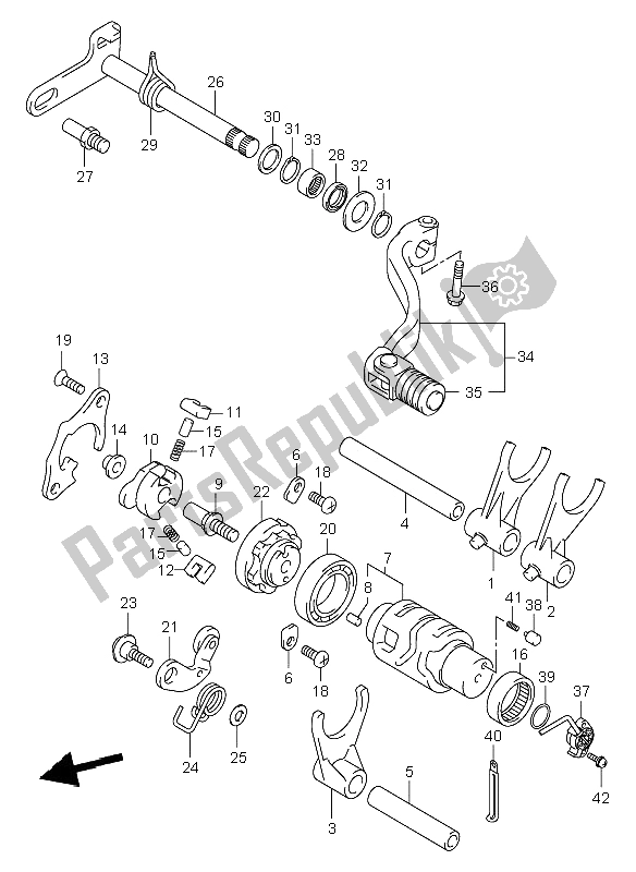 All parts for the Gear Shifting (e24) of the Suzuki DR Z 400E 2000