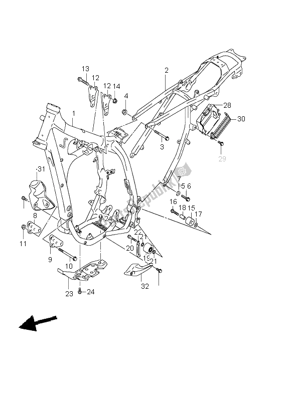 Todas as partes de Quadro, Armação do Suzuki DR Z 400S 2001