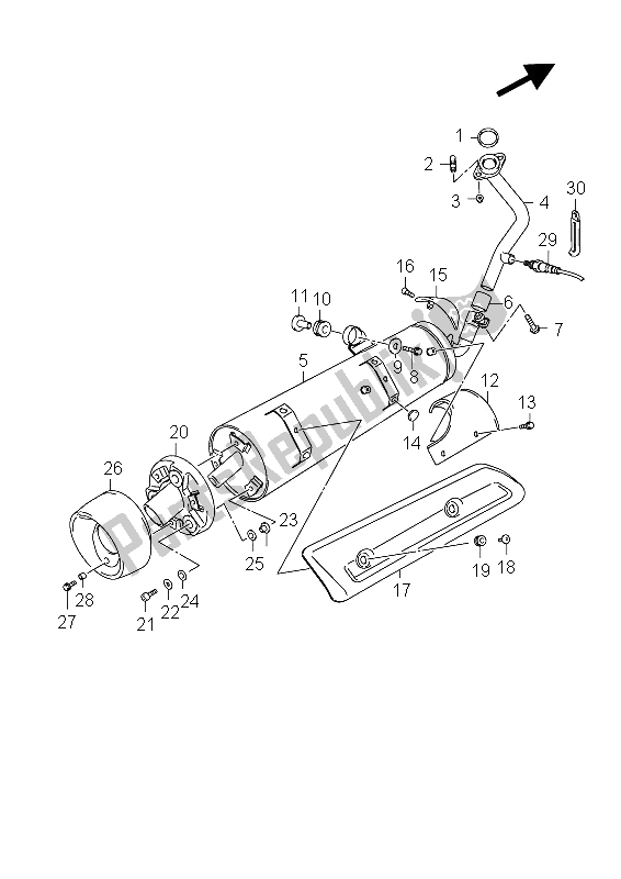 All parts for the Muffler (executive) of the Suzuki UH 200 Burgman Executive 2011