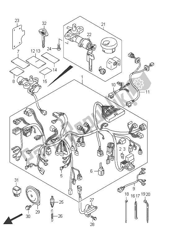 All parts for the Wiring Harness (vl800c E2) of the Suzuki C 800 VL Intruder 2011