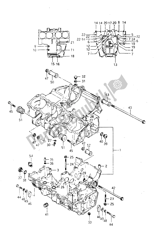 Todas as partes de Bloco Do Motor do Suzuki GSX R 750R 1986