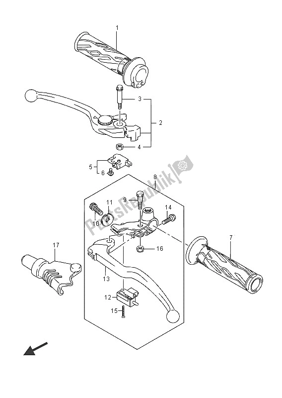 All parts for the Handle Lever of the Suzuki GSR 750A 2016