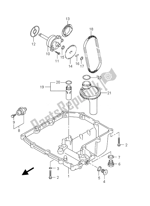 All parts for the Oil Pan & Oil Pump of the Suzuki GSX 1250 FA 2010