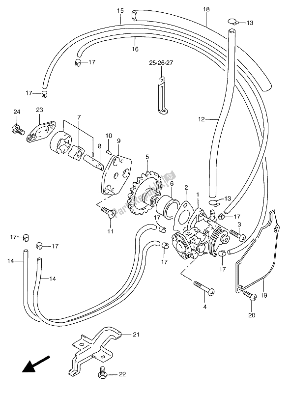 Alle onderdelen voor de Oliepomp van de Suzuki RGV 250 1994